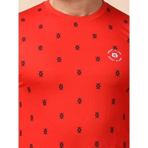 Generic Men's Casual Cotton Printed Round Neck Full Sleeve T-Shirt (Red) - Image 6