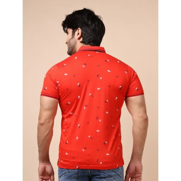 Generic Men's Casual Cotton Printed Polo Neck Half Sleeve T-Shirt (Red) - Image 2