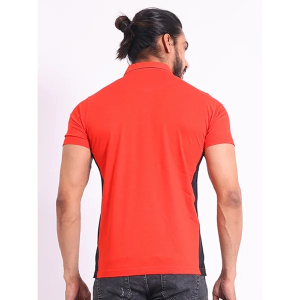 Generic Men's Casual Cotton Printed Polo Neck Half Sleeve T-Shirt (Red) - Image 2