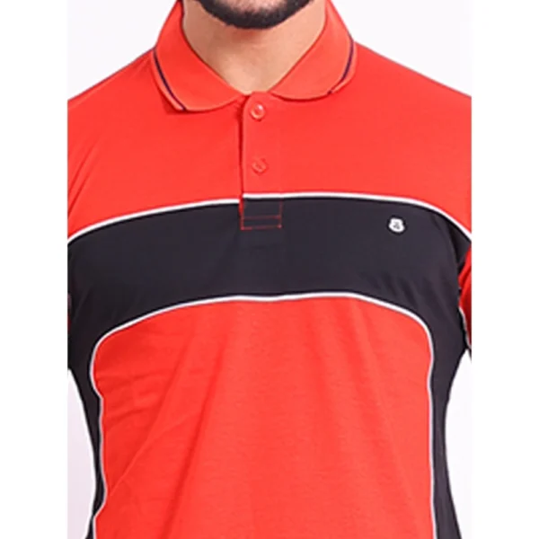 Generic Men's Casual Cotton Printed Polo Neck Half Sleeve T-Shirt (Red) - Image 6