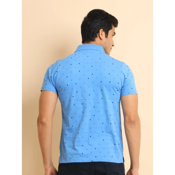 Generic Men's Casual Cotton Printed Polo Neck Half Sleeve T-Shirt (Blue) - Image 2