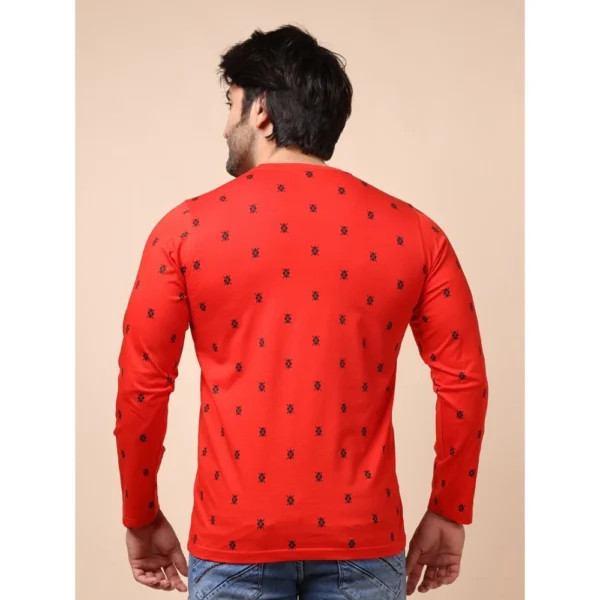 Generic Men's Casual Cotton Printed Round Neck Full Sleeve T-Shirt (Red) - Image 2