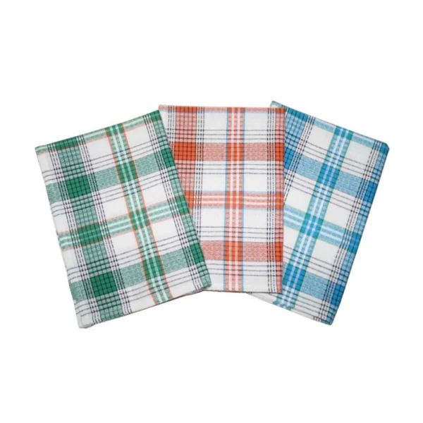 Generic Pack Of_3 Cotton Checkered Kitchen Towel Sets (Multicolor, Size: 24x16 In)