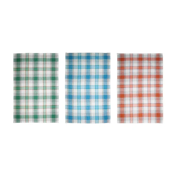 Generic Pack Of_3 Cotton Checkered Kitchen Towel Sets (Multicolor, Size: 24x16 In) - Image 2