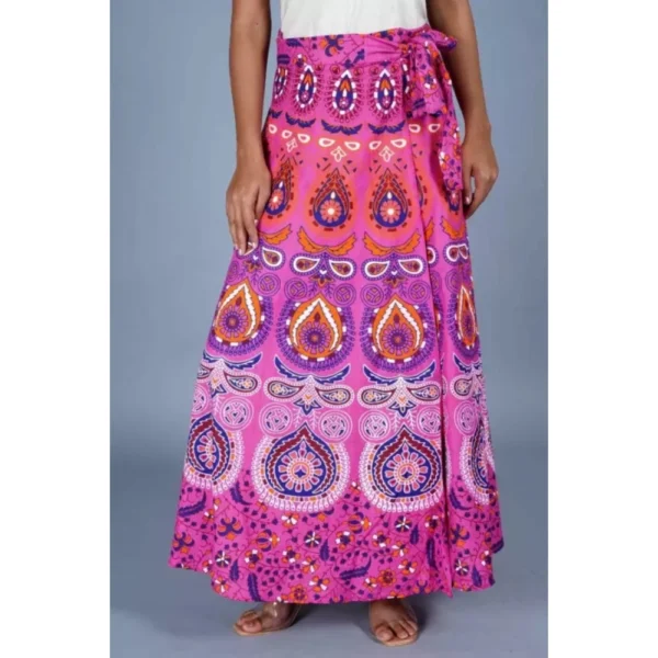 Generic Women's Cotton Jaipur Printed Wrap Around Maxi Skirt (Pink, Free Size) - Image 2