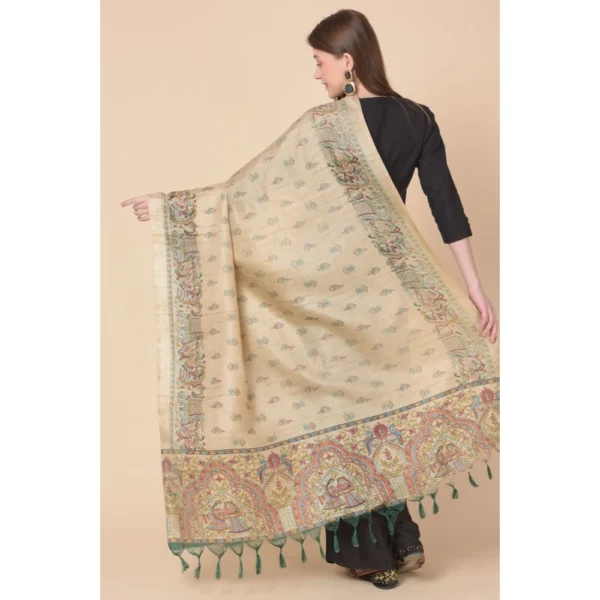 Generic Women's Art Silk Printed Dupatta (Gold, Length: 2.25 to 2.50 Mtr) - Image 5