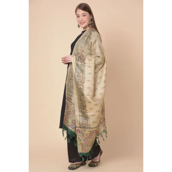 Generic Women's Art Silk Printed Dupatta (Gold, Length: 2.25 to 2.50 Mtr) - Image 4