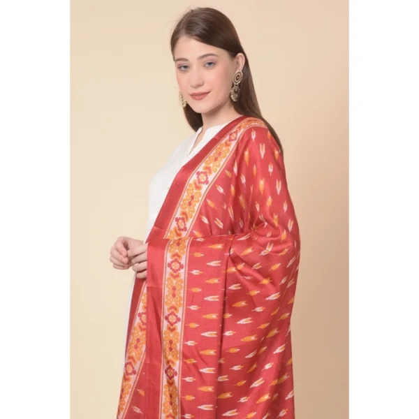 Generic Women's Art Silk Printed Dupatta (Red, Length: 2.25 to 2.50 Mtr) - Image 2