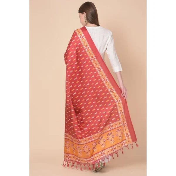 Generic Women's Art Silk Printed Dupatta (Red, Length: 2.25 to 2.50 Mtr) - Image 4