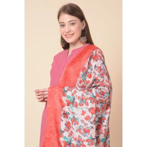 Generic Women's Art Silk Printed Dupatta (Red, Length: 2.25 to 2.50 Mtr) - Image 3