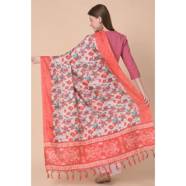 Generic Women's Art Silk Printed Dupatta (Red, Length: 2.25 to 2.50 Mtr) - Image 5