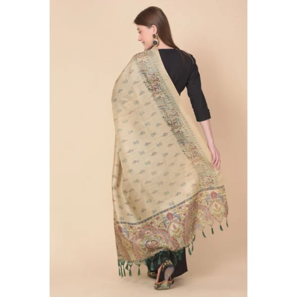 Generic Women's Art Silk Printed Dupatta (Gold, Length: 2.25 to 2.50 Mtr) - Image 3