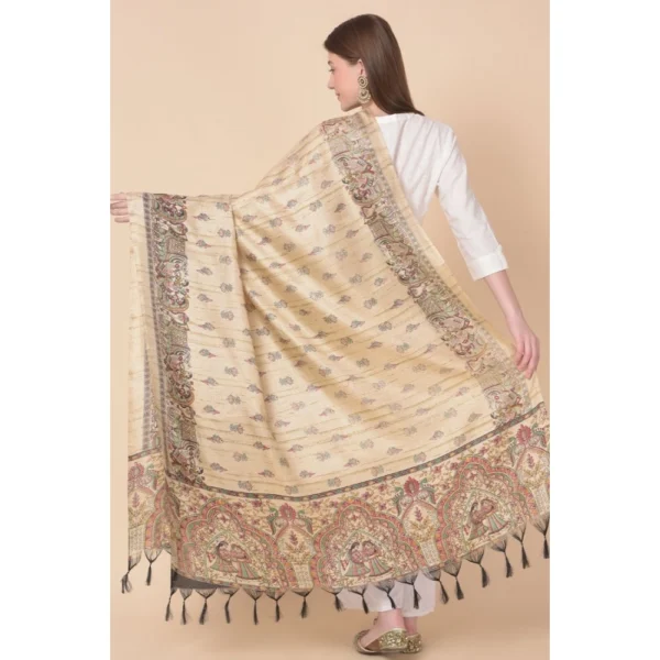 Generic Women's Art Silk Printed Dupatta (Gold, Length: 2.25 to 2.50 Mtr) - Image 5