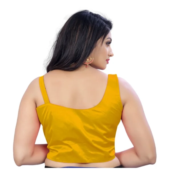 Generic Women's Satin Satin Readymade Blouse (Mustard, Size: Free Size) - Image 4