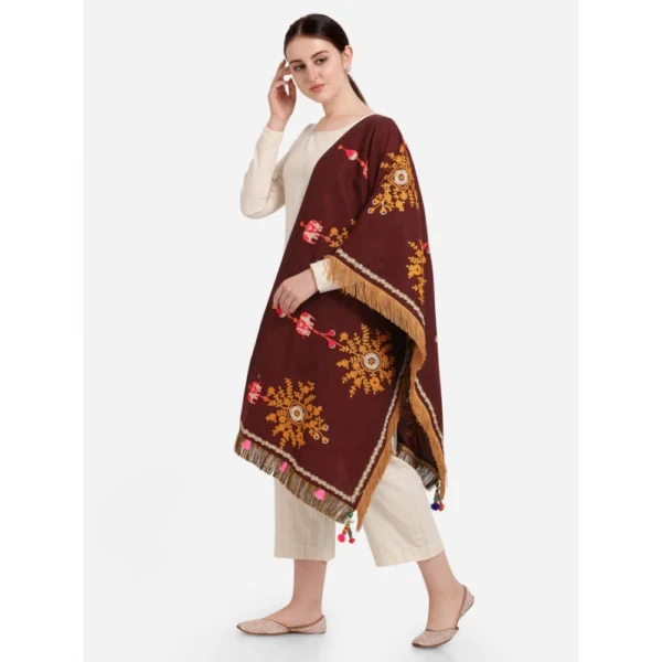 Generic Women's Cotton Embroidered Dupatta (Maroon, Length: 1.5 to 2 Mtr) - Image 5