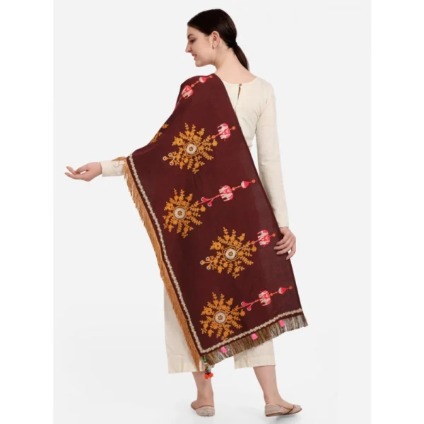 Generic Women's Cotton Embroidered Dupatta (Maroon, Length: 1.5 to 2 Mtr) - Image 6