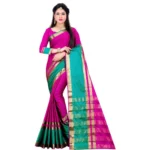 Generic Women’s Jacquard Woven Saree With Unstitched Blouse 5.5Mtr (Pink)