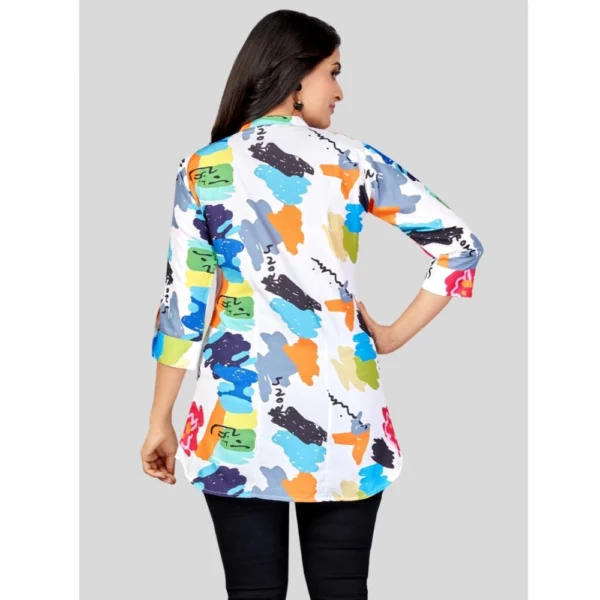 Generic Women's Poly Crepe Mandarin Collar 3/4 Sleeves Short Top (Multicolor) - Image 6