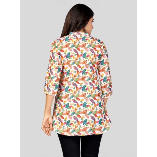 Generic Women's Cotton Blend Mandarin Collar 3/4 Sleeves Short Top (Multicolor) - Image 6